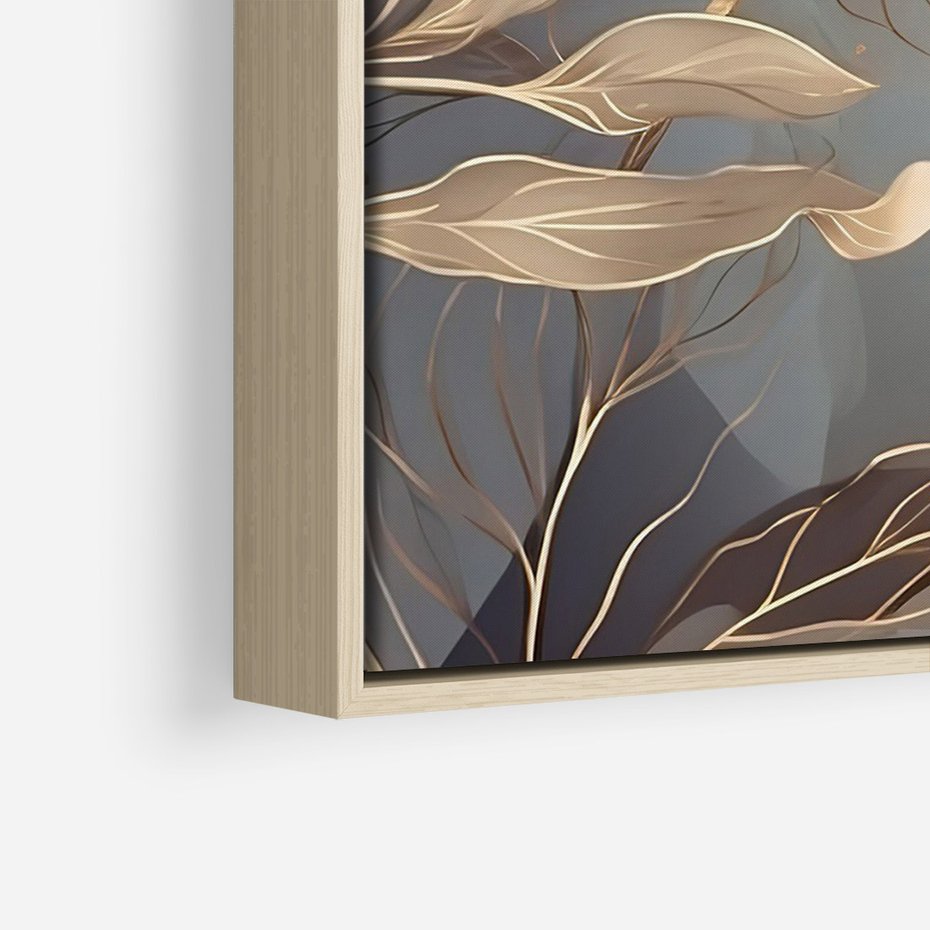 Obraz w ramie 80x120 - Ekspresjonistyczny deszcz uczuć - grafika, złote kwiaty - rama drewno