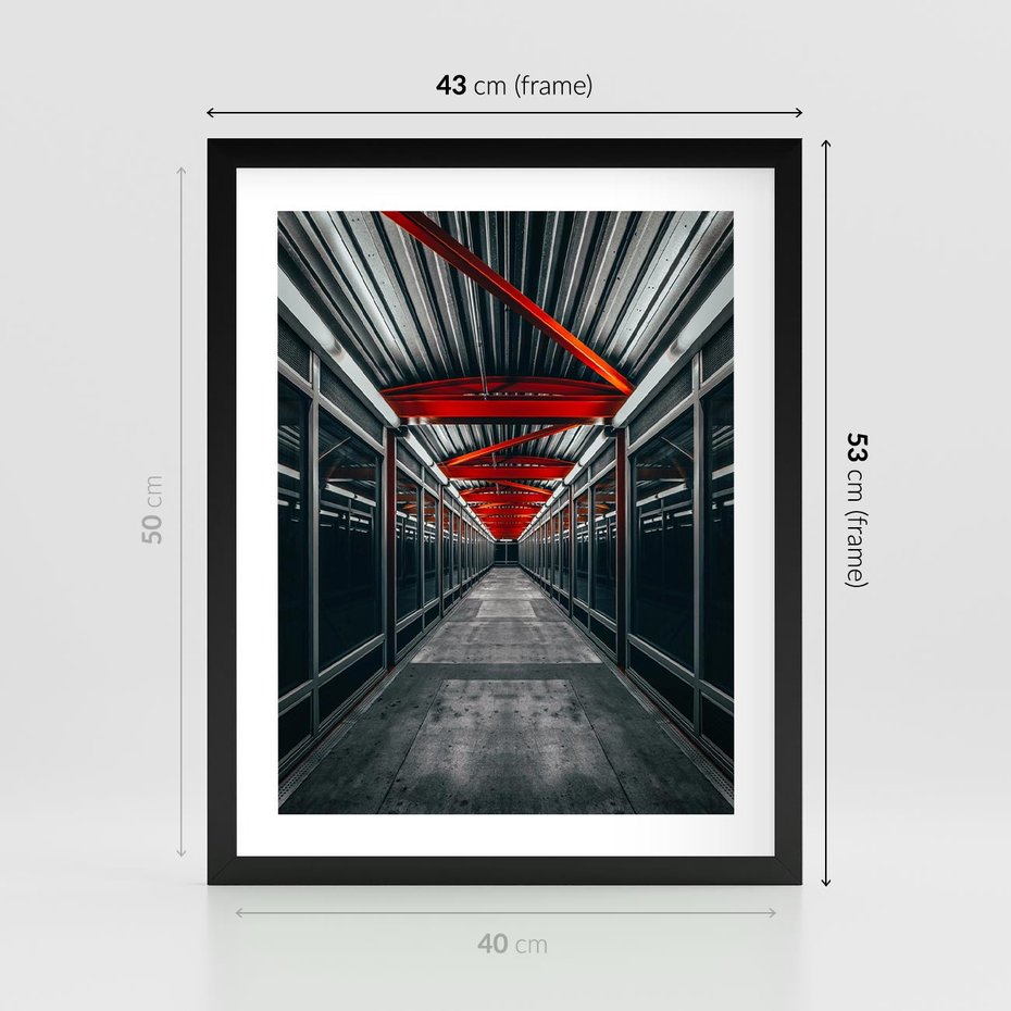 Plakat w ramie 40x50 - Nieskończoność Przestrzeni - korytarz, perspektywa - rama czarna
