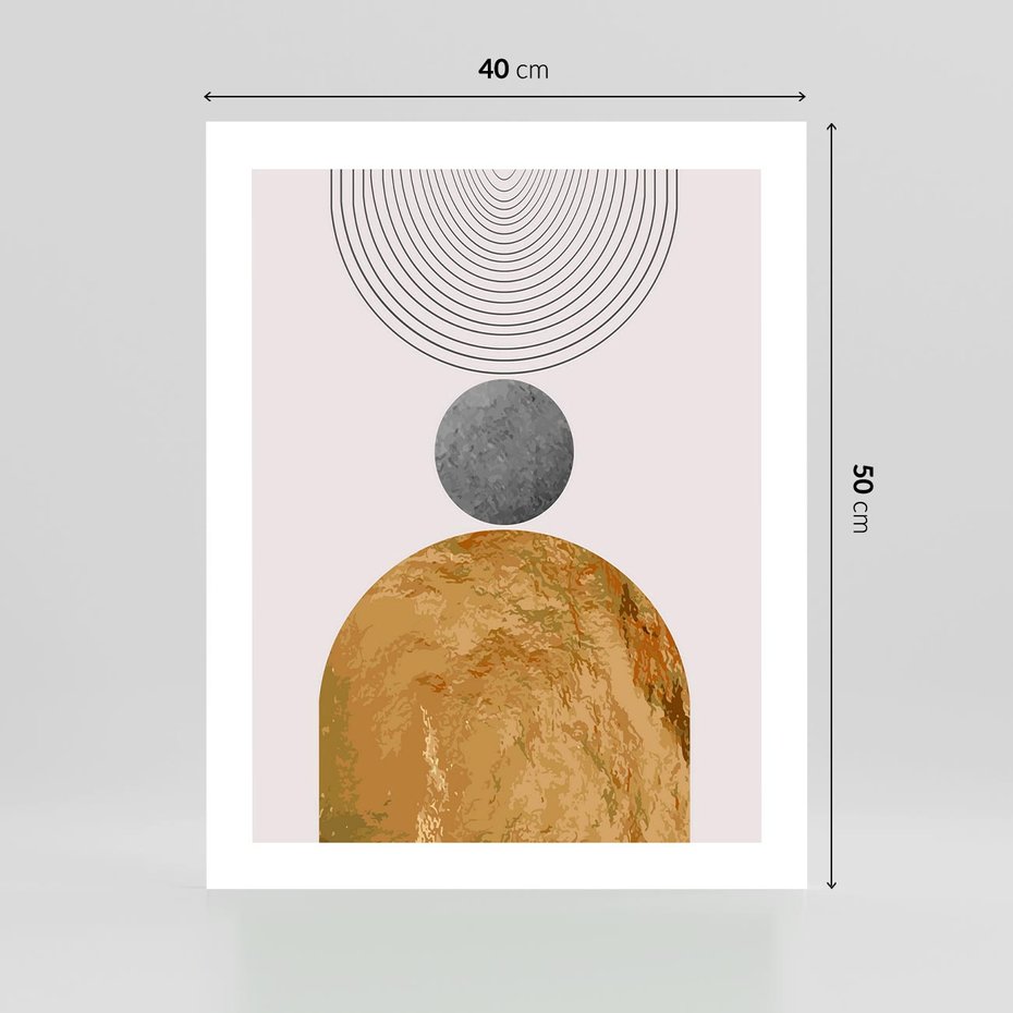 Plakat bez ramy 40x50 - Złote Półkole w Sztuce Geometrii - grafika, złote półkole