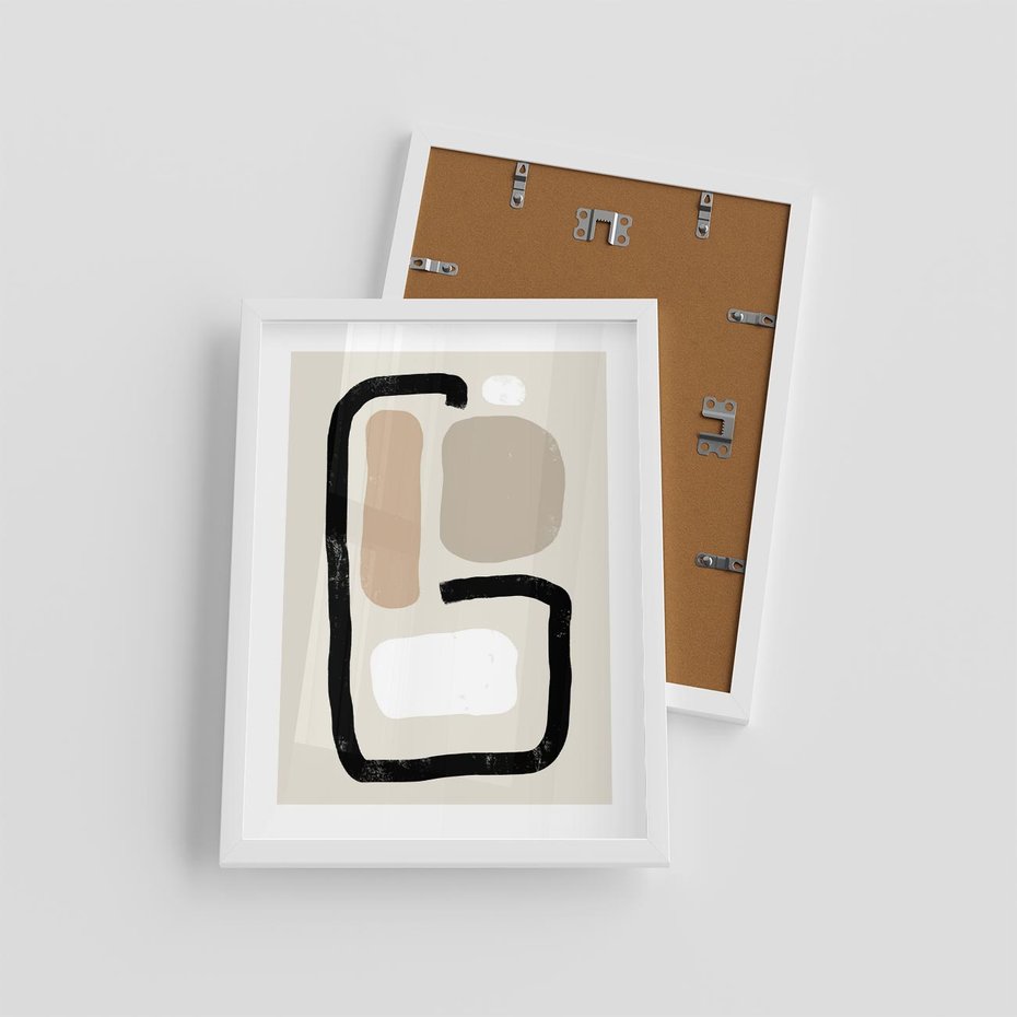 Plakat w ramie 30x40 - Kształtne Formy - geometryczne nieregularne kształty, nowoczesna kompozycja - rama biała