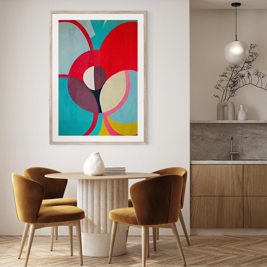 Plakat w ramie 40x50 - Kolorowe Odsłony Inspiracji - abstrakcyjny obraz, olejny - rama drewno