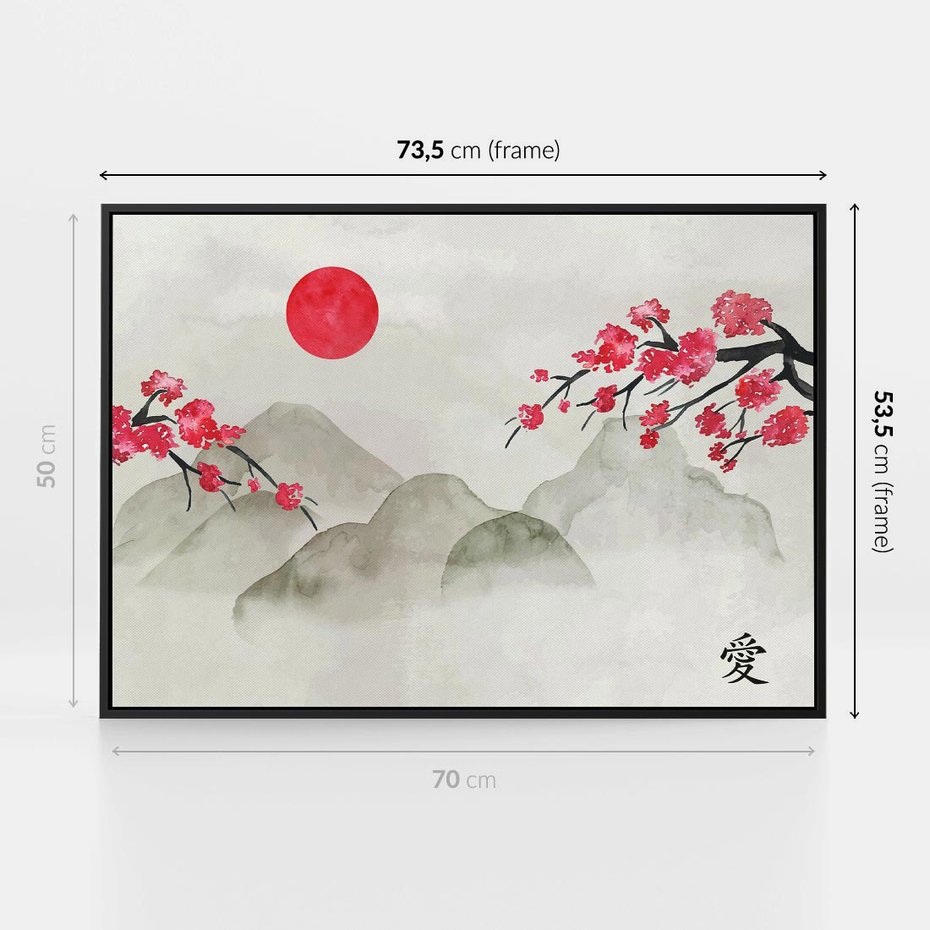 Obraz w ramie 70x50 - Harmonia Japandi - styl japandi, japonia - rama czarna