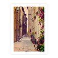 Plakat bez ramy 40x50 - Rowerowa przygoda w uliczkach pełnych perspektywy - uliczka, perspektywa