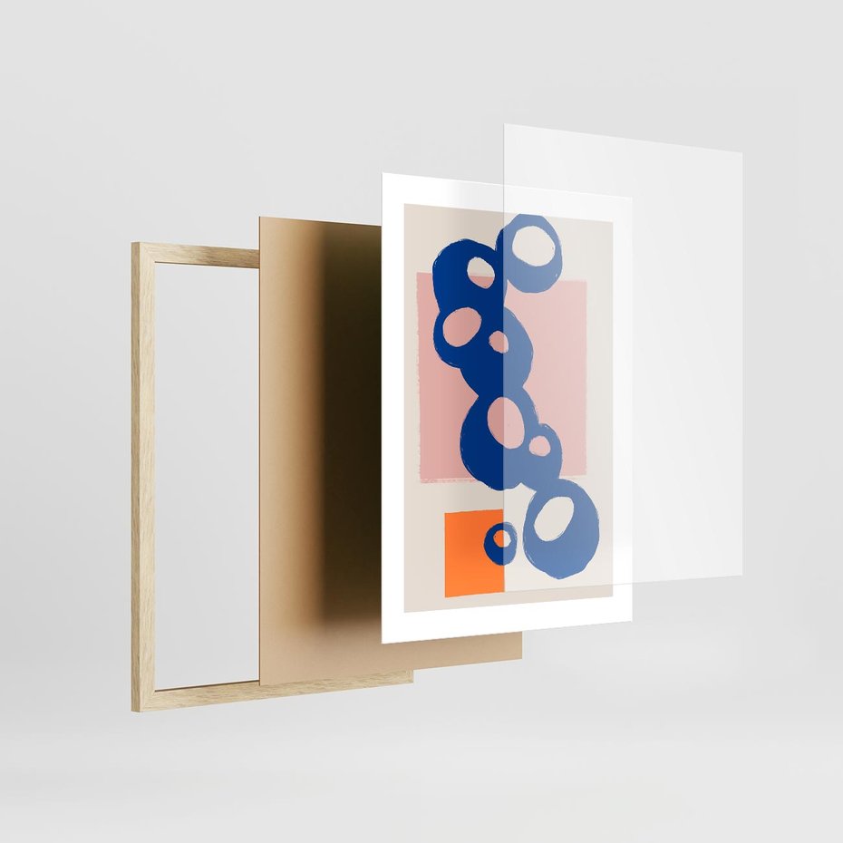 Plakat w ramie 30x40 - Migocące Plamiste Echa - abstrakcja, nowoczesny plakat - rama drewno