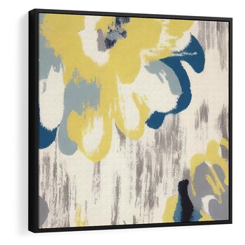 Obraz w ramie 50x50 - Kwiatowe Impresje - malowane duże kwiaty, kolory żółty - rama czarna