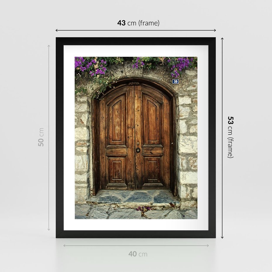 Plakat w ramie 40x50 - Tajemnicze stare drzwi - stare, drzwi - rama czarna