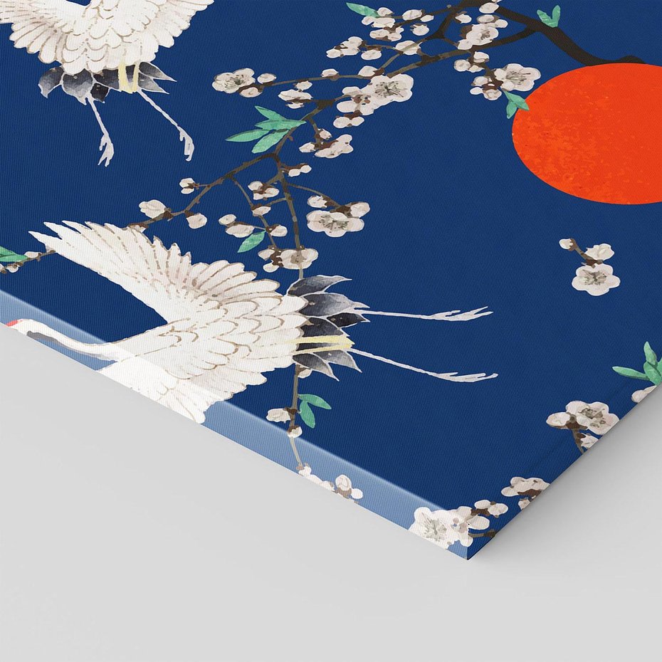 Obraz na płótnie 60x60 - Japońskie Żurawie Indygo - sztuka japońska, japonia