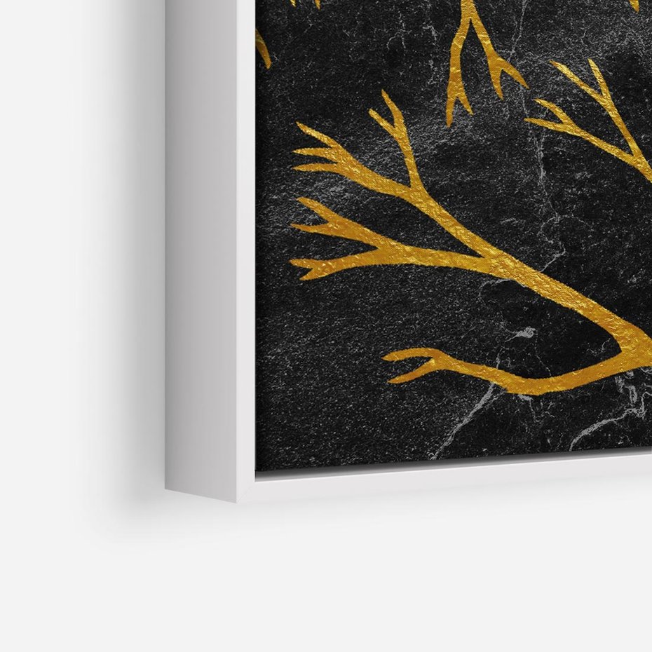 Obraz w ramie 80x80 - Marmurowe Drzewa Snu - złote gałęzie, drzewa - rama biała