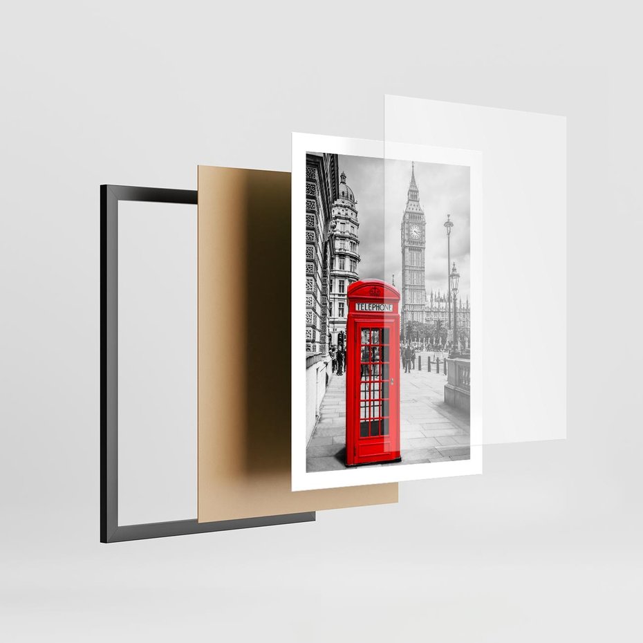 Plakat w ramie 50x70 - Ikoniczna budka w Londynie - Londyn, budka - rama czarna