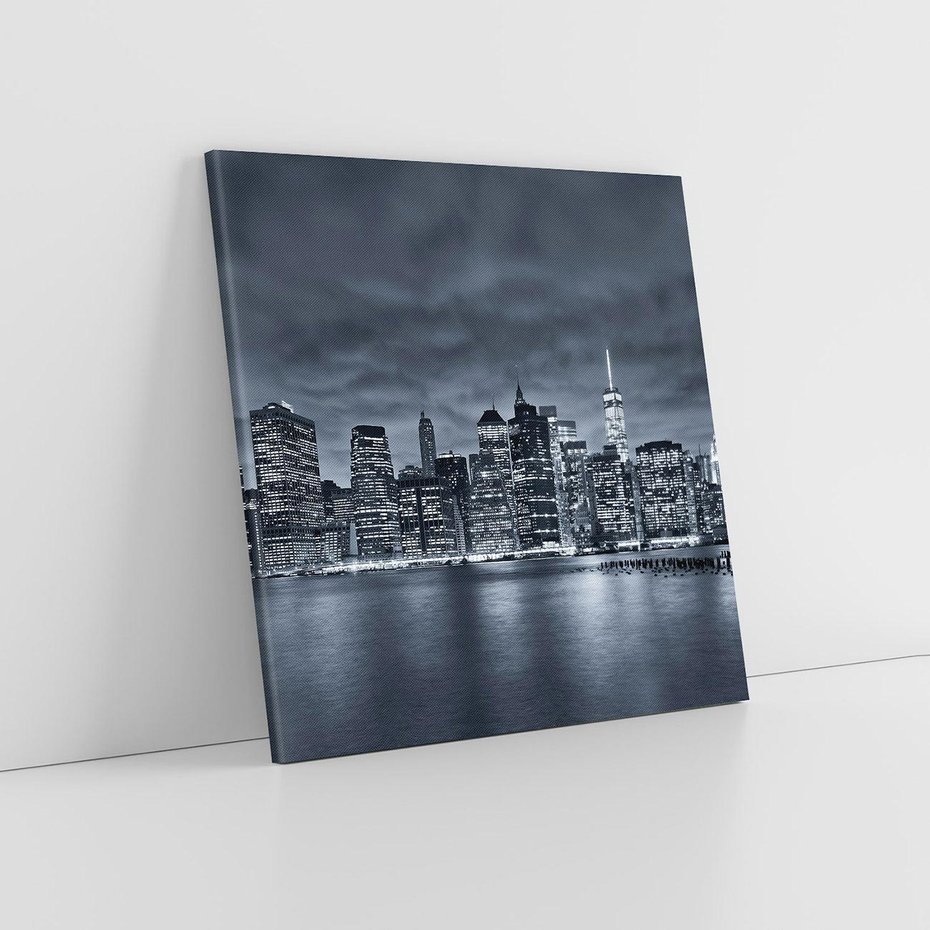 Obraz na płótnie 60x60 - Miejskie Migawki - noc, NY