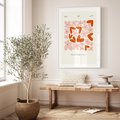 Plakat w ramie 50x70 - Miłość w Kompozycji - grafika, kompozycja kwiaty i serca - rama biała