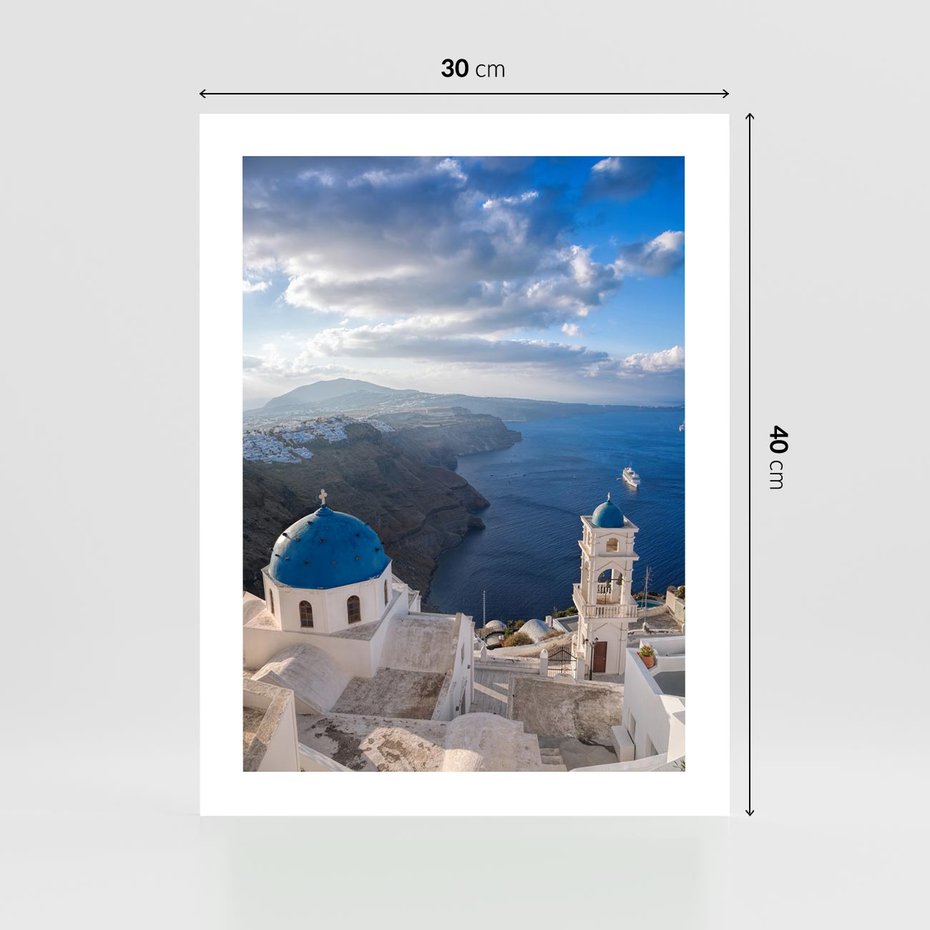 Plakat bez ramy 30x40 - Błękitne Przezycia - Santorini, morze