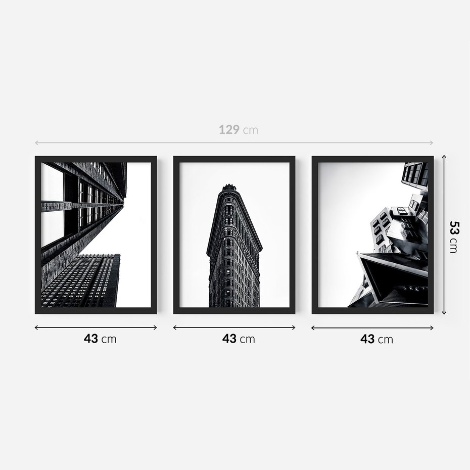 Zestaw obrazy w ramie 40x50 galeria - Architektura, budynki, czarno, biały - rama czarna