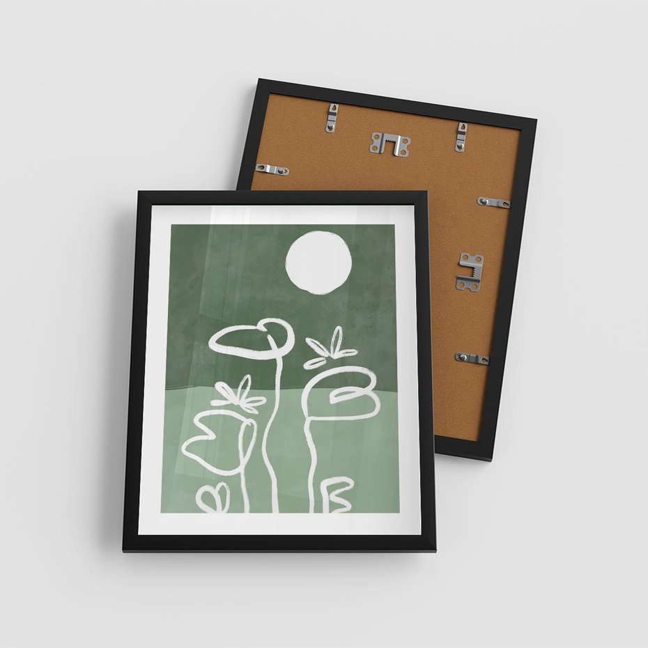 Plakat w ramie 40x50 - Wibracje Naturalnej Równowagi - zielony plakat, roślinne inspiracje - rama czarna