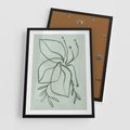 Plakat w ramie 50x70 - Energetyczne Odrodzenie Natury - abstrakcyjne delikatne zielone linie, podobne do gałęzi kwiatów - rama czarna