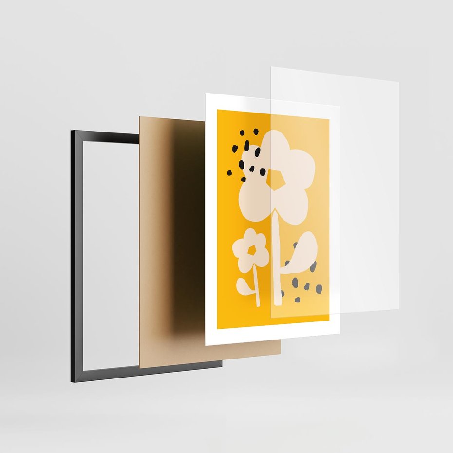 Plakat w ramie 30x40 - Bezgraniczne Impulsy - abstrakcyjny kwiat, plakat - rama czarna