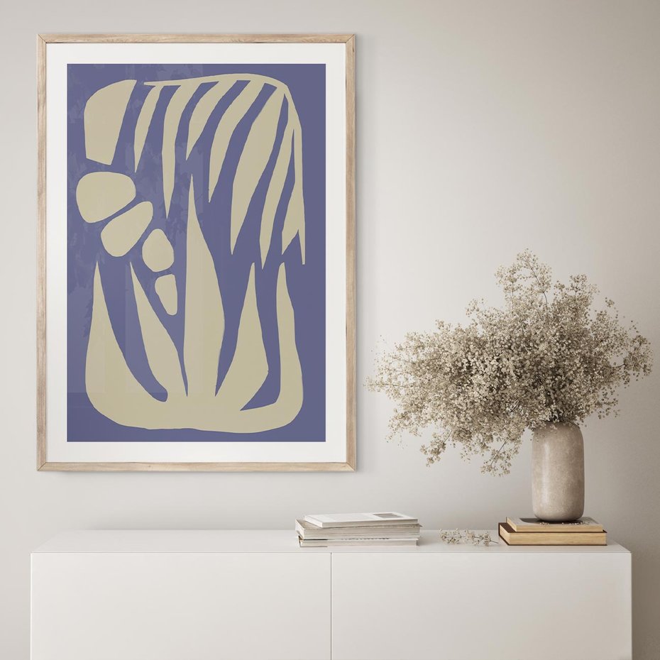 Plakat w ramie 50x70 - Kształty Niewidzialnych Granic - abstrakcyjna sztuka, skandynawski styl - rama drewno