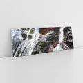 Obraz na płótnie 150x50 - Wodospad wśród majestatycznych gór - wodospad, góry
