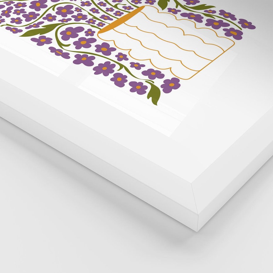 Plakat w ramie 50x70 - Witalność Kwiatów - kwiaty w wazonie, minimalistyczna kompozycja - rama biała