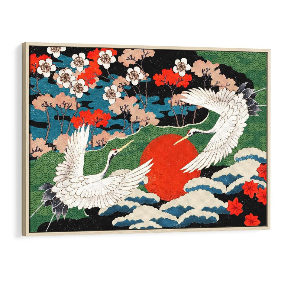 Obraz w ramie 120x80 - Wibracje emocji - sztuka japońska, wyraziste kolory - rama drewno