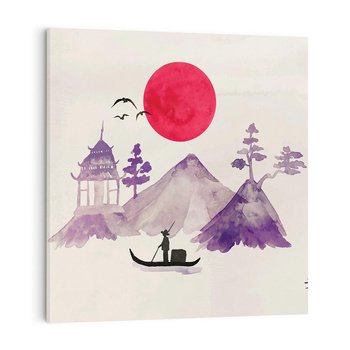 Obraz na płótnie 50x50 - Odbicie Słońca - japońska sztuka, akwarela