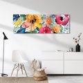 Obraz na płótnie 120x40 - Kwiatowy Impuls Kolorów - abstrakcyjne kolorowe kwiaty, szkic