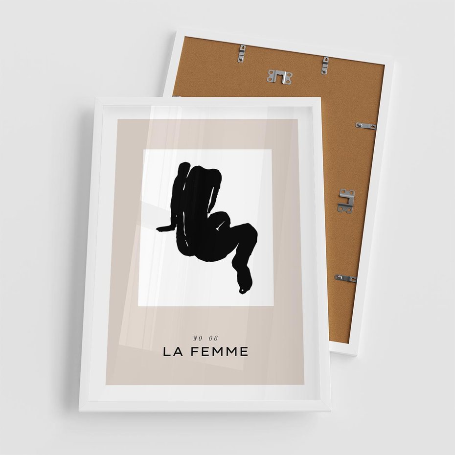 Plakat w ramie 50x70 - Boho Harmonia Stylu - abstrakcyjna sztuka, akt - rama biała