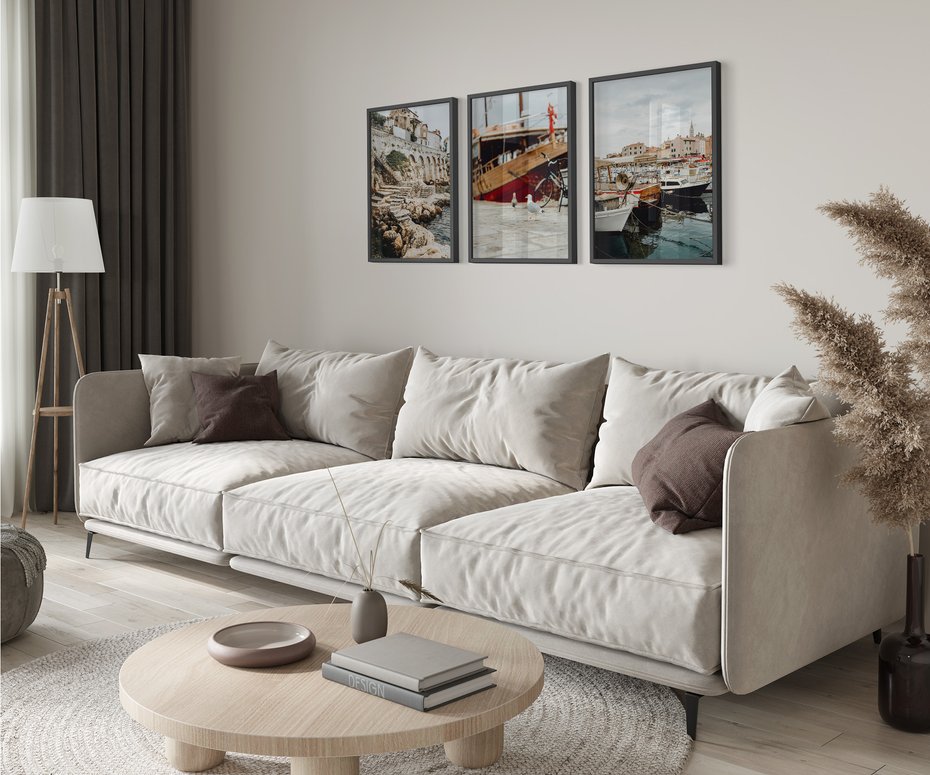 Zestaw obrazy w ramie 30x40 galeria - Morze, wakacje, podróż, łodzie - rama czarna