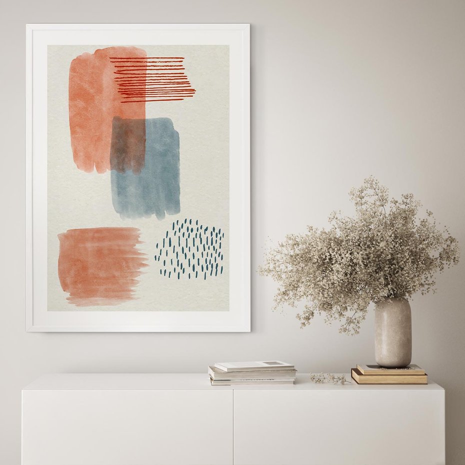 Plakat bez ramy 21x30 - Pastelowa Abstrakcja: Maźnięcia Farbą - abstrakcja, maźnięcia farny