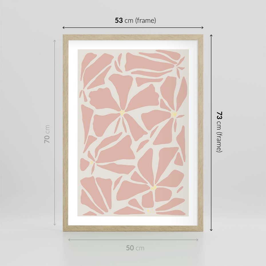 Plakat w ramie 50x70 - Akwarelowe Promienie - abstrakcyjne boho kwiaty, kompozycja - rama drewno