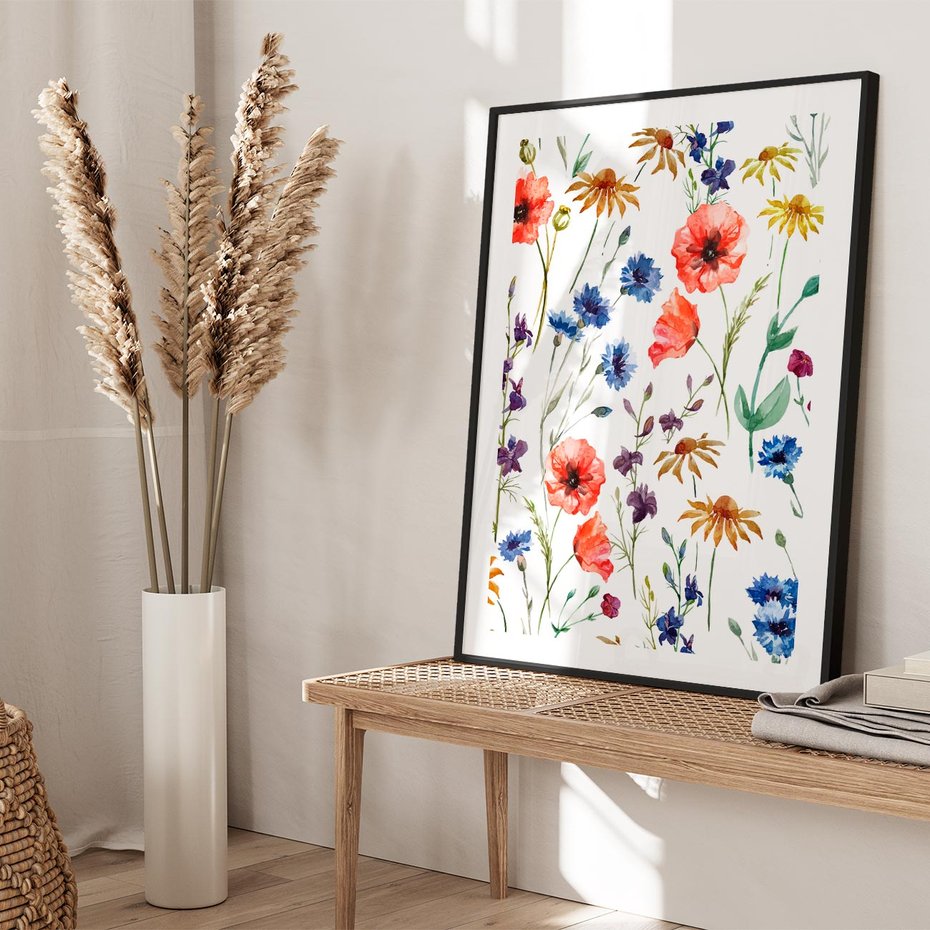 Plakat bez ramy 30x40 - Kwiatowe radości na łące - kwiaty, łączka