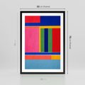 Plakat w ramie 50x70 - Wnętrza Rozplątanych Barw - abstrakcyjny geometryczny obraz olejny, kolorowe pasy - rama czarna