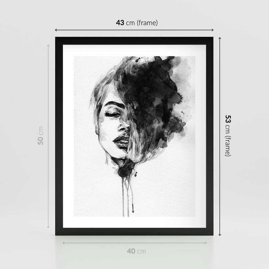 Plakat w ramie 40x50 - Kobieta w akwareli - kobieta, akwarela - rama czarna