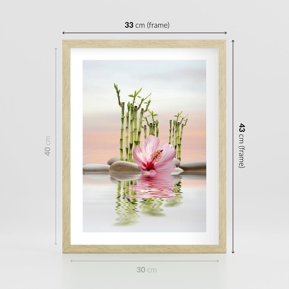 Plakat w ramie 30x40 - Harmonia i relaks - spa, bambus - rama drewno