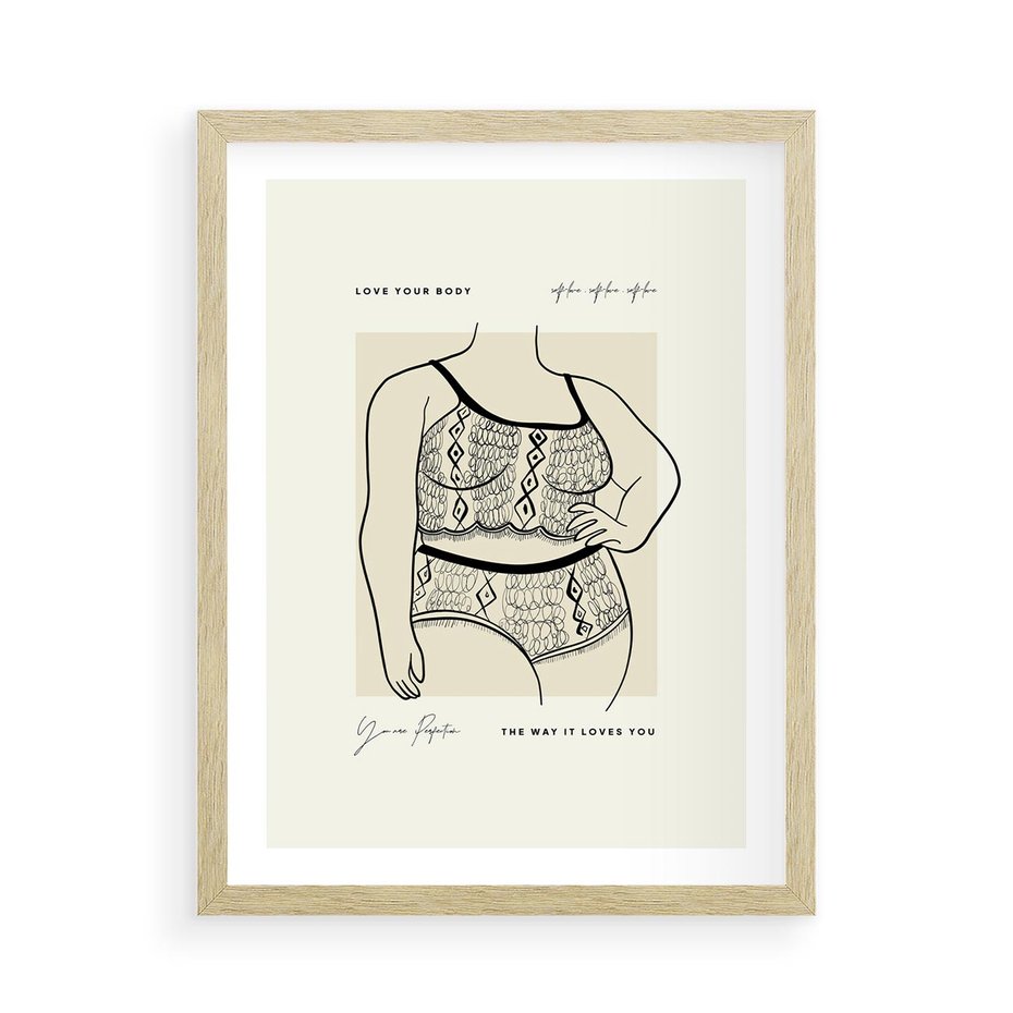 Plakat w ramie 50x70 - Spojrzenia Wewnętrznych Widoków - nowoczesna sztuka kobieca, plakat - rama drewno