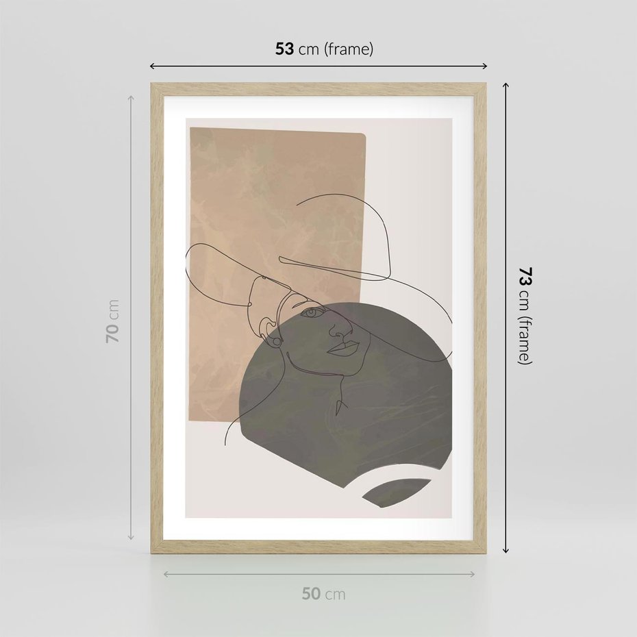 Plakat w ramie 50x70 - Geometryczna Elegancja: One Line - geometria, nowoczesna sztuka - rama drewno