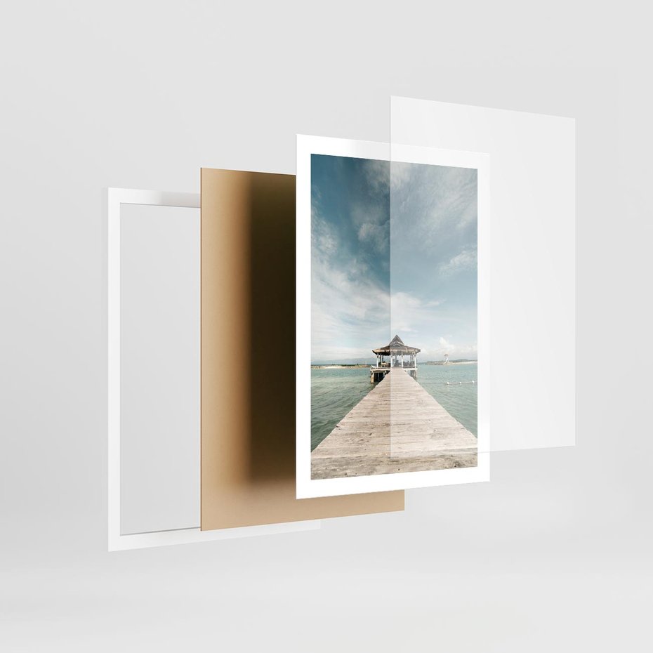 Plakat w ramie 50x70 - Magia Morza i Piękno Plaży - Hawaje, morze - rama biała