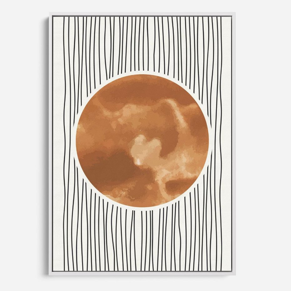 Obraz w ramie 80x120 - Eteryczne Krągłe Echa - boho obraz, geometria - rama biała