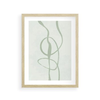 Plakat w ramie 40x50 - Zieleń Wewnętrznej Harmonii - zielona abstrakcja, zgaszona zieleń - rama drewno