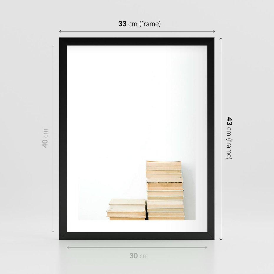 Plakat w ramie 30x40 - Estetyka Literatury - stos książek, minimalistyczna kompozycja - rama czarna