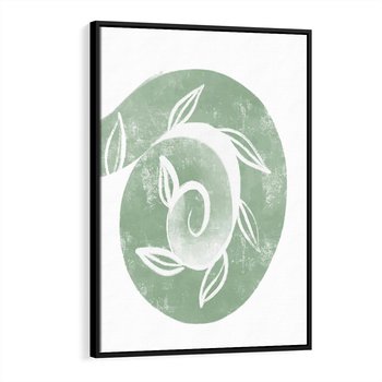 Obraz w ramie 70x100 - Zielony Świat Odpoczynku - abstrakcyjny zielony motyw, skandynawski design - rama czarna