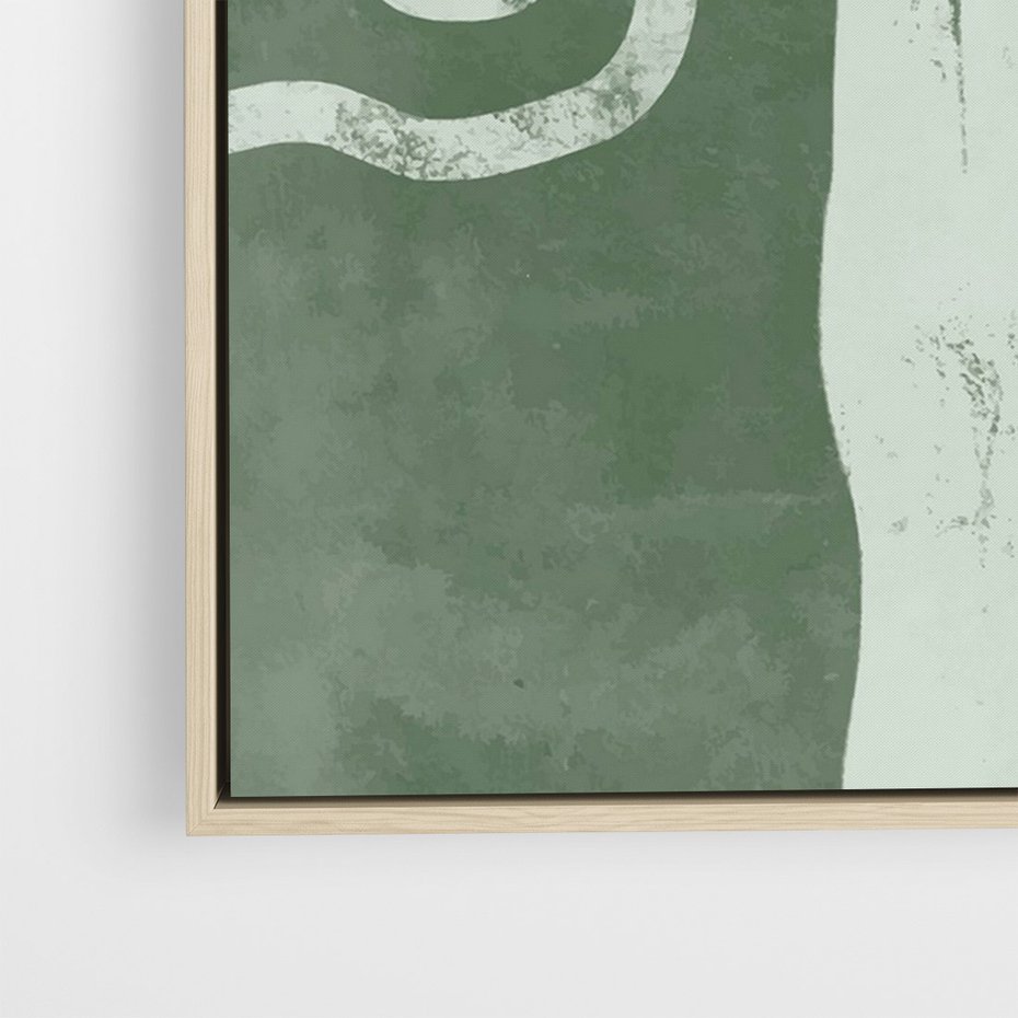 Obraz w ramie 70x100 - Inspirujące Zawiłości Zieleni - abstrakcyjny kształt, zielony plakat - rama drewno