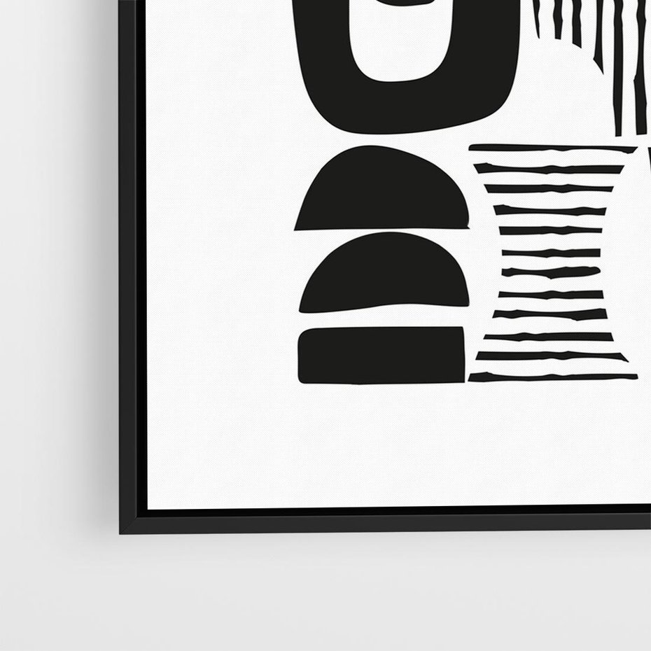 Obraz w ramie 50x50 - Taniec Dziwacznych Kresek - minimalistyczny plakat, czarno biały - rama czarna