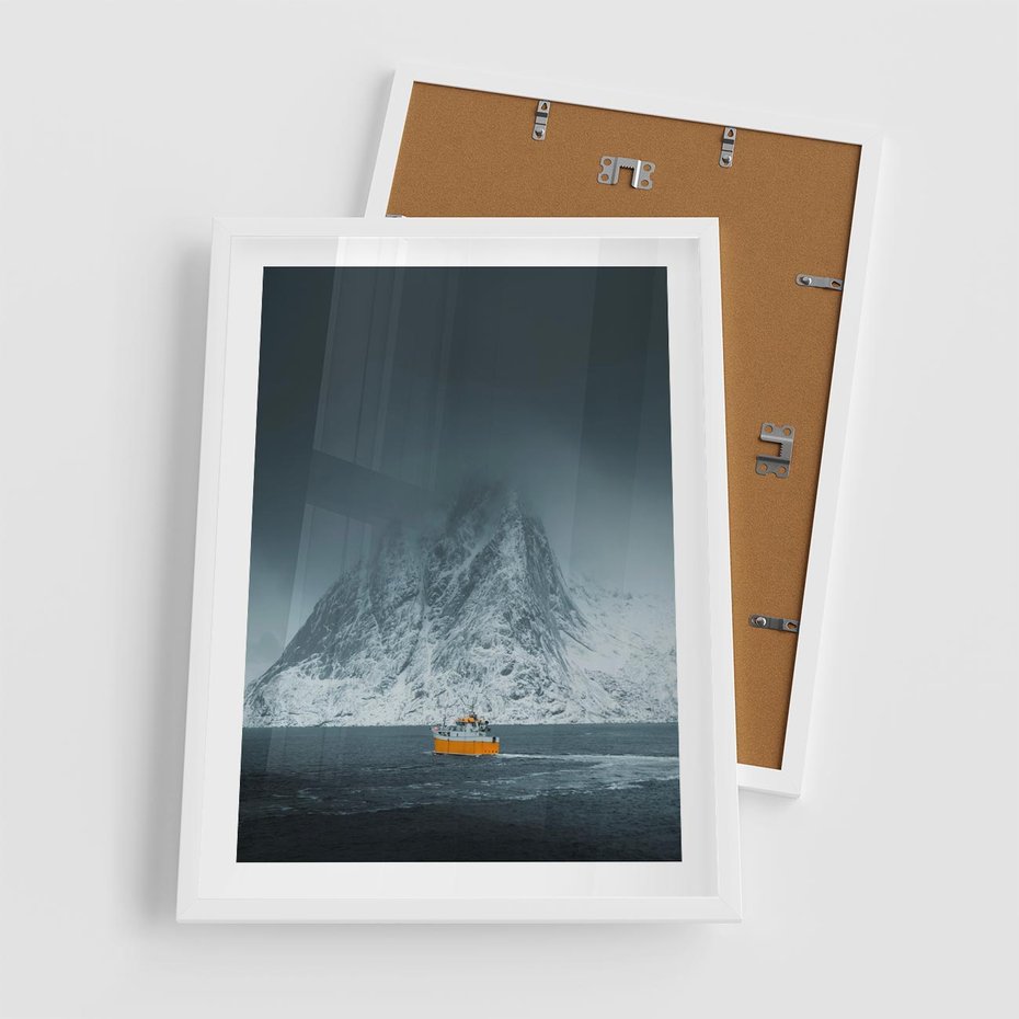 Plakat w ramie 50x70 - Skandynawski pejzaż - skadynawski, pejzaż - rama biała