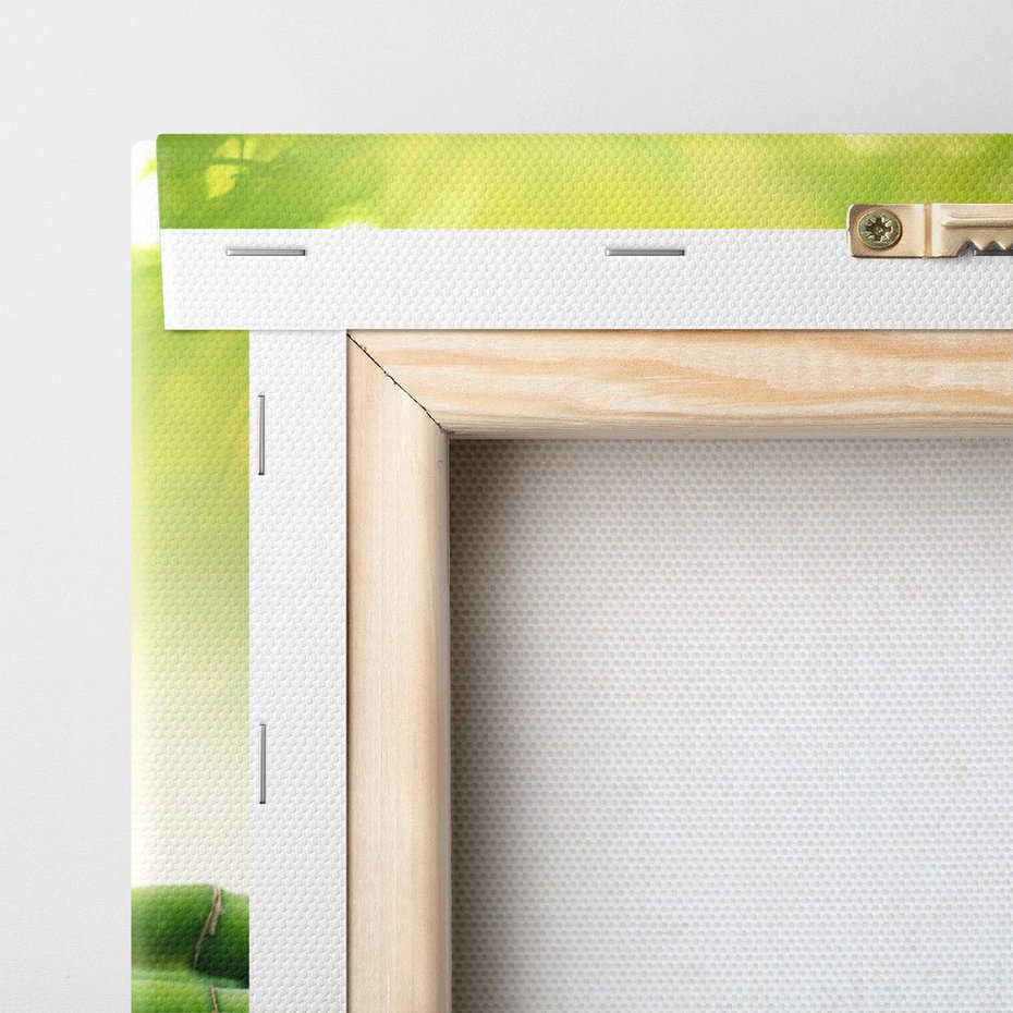 Obraz na płótnie 120x40 - Harmonia natury: Bambus, woda, kamienie - bambus, woda