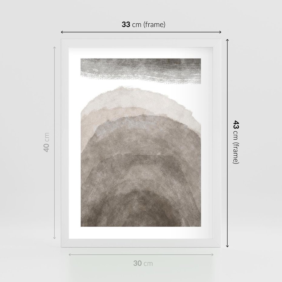 Plakat w ramie 30x40 - Przenikające Kształty - rozmyte cienie, abstrakcja - rama biała