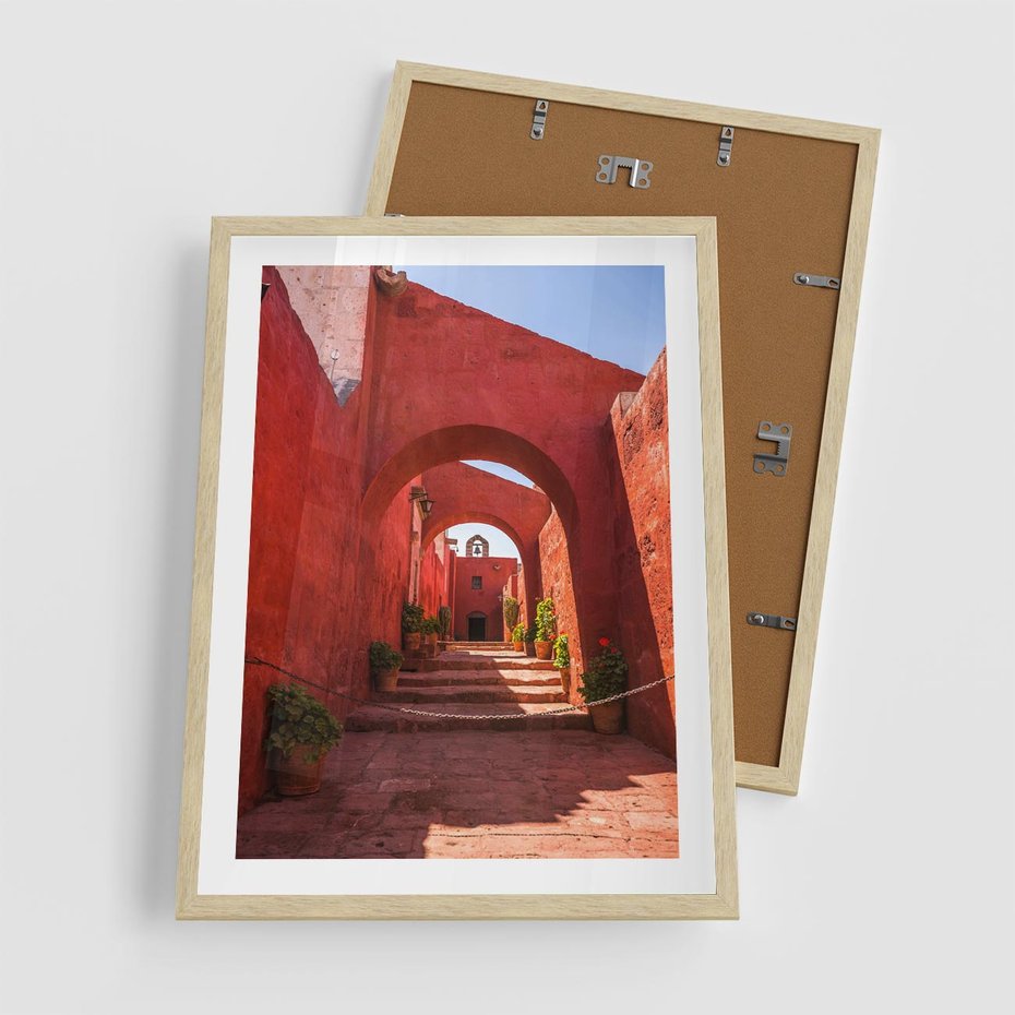 Plakat w ramie 50x70 - Perspektywa Uliczki - uliczka, perspektywa - rama drewno