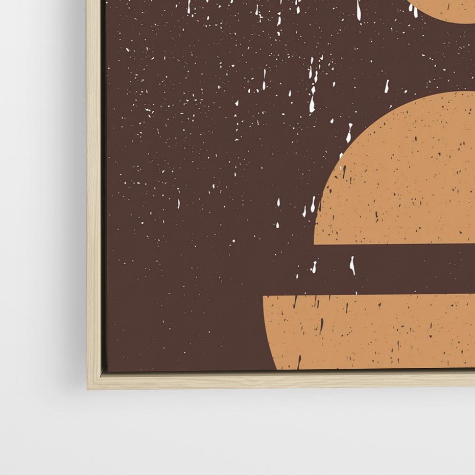 Obraz w ramie 50x50 - Impulsy Przestrzeni - mid century styl, nowoczesna grafika - rama drewno