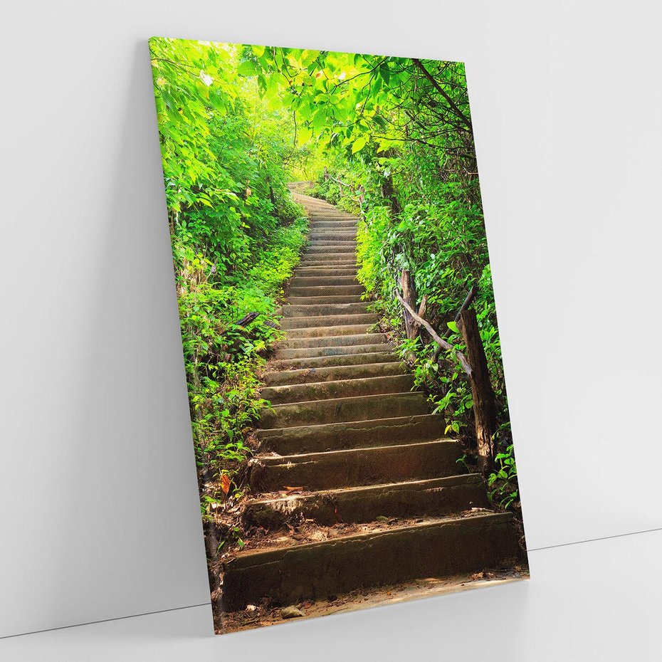 Obraz na płótnie 70x100 - Lasowa ścieżka pełna tajemnic - ścieżka, schody