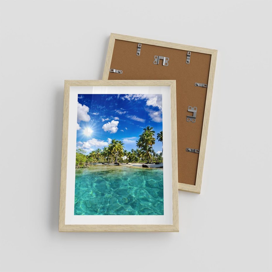 Plakat w ramie 30x40 - Rajskie wakacje na plaży - plaża, wakacje - rama drewno
